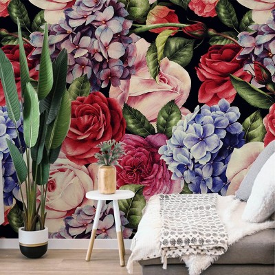 Tapet cu flori colorate, design vibrant și realist, perfect pentru decorarea casei.