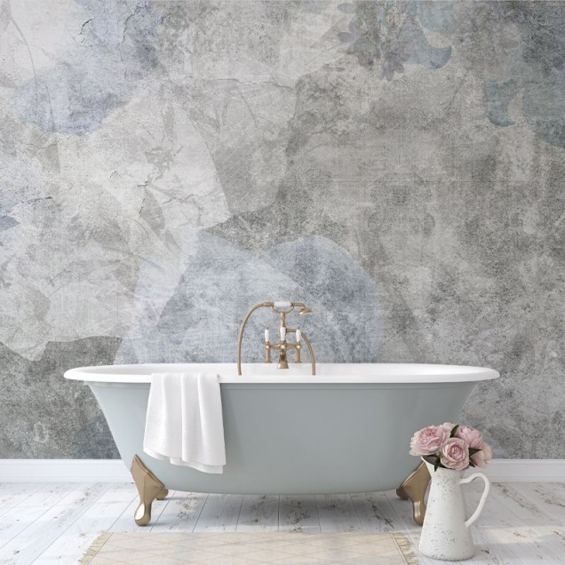 Tapet Grunge abstract cu flori estompate, perfect pentru decorarea dormitorului.