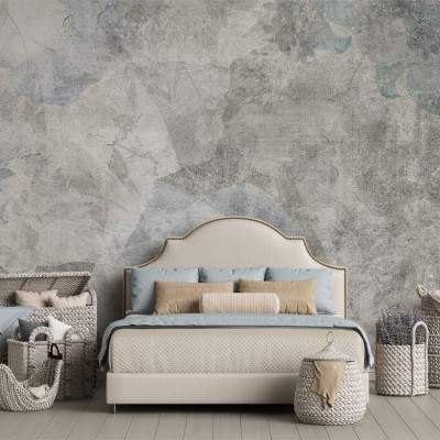 Tapet Grunge abstract cu flori estompate, perfect pentru decorarea dormitorului.