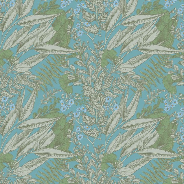 Tapet floral elegant Blue Love, cu o combinație de culori delicate și un model floral bogat, perfect pentru a crea o atmosferă relaxantă și sofisticată.