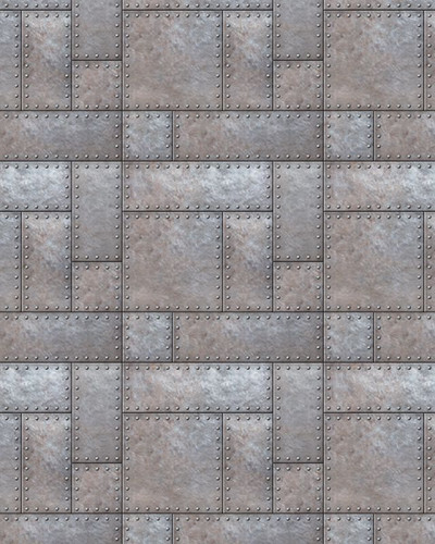 Tapet cu design industrial, Iron Bricks, aspect metalic