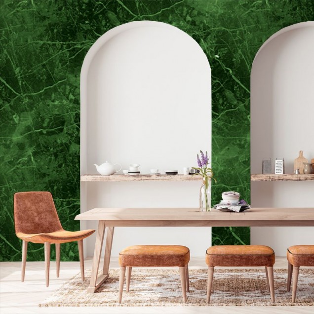 Tapet cu design marmură verde