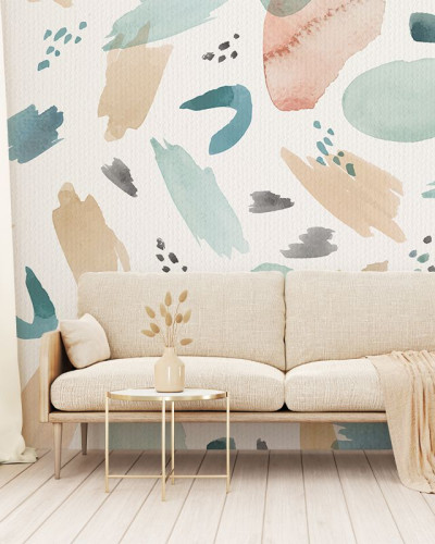 Tapet cu design abstract, minimalist, cu accente de acuarelă, perfect pentru a adăuga o notă de eleganță și rafinament oricărei încăperi.