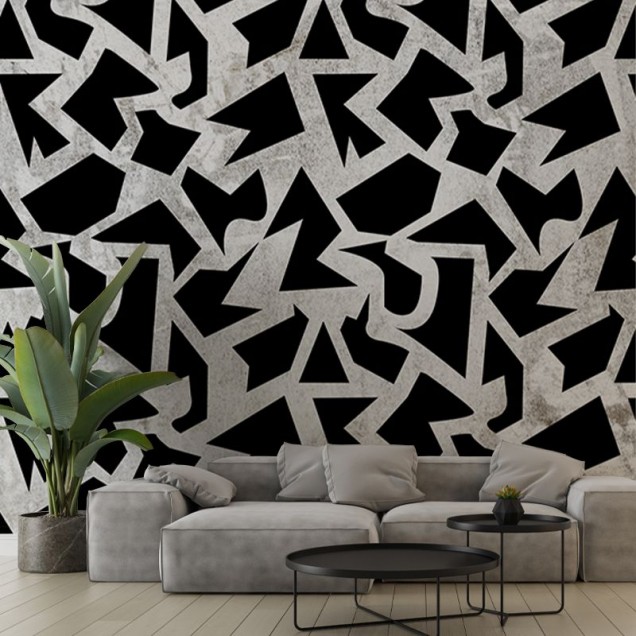 Tapet Geometric Grunge Light, cu un design abstract geometric, perfect pentru a adăuga un strop de stil modern camerei dumneavoastră.