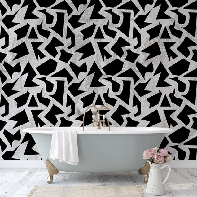 Tapet Geometric Grunge Light, cu un design abstract geometric, perfect pentru a adăuga un strop de stil modern camerei dumneavoastră.