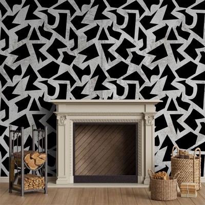 Tapet Geometric Grunge Light, cu un design abstract geometric, perfect pentru a adăuga un strop de stil modern camerei dumneavoastră.