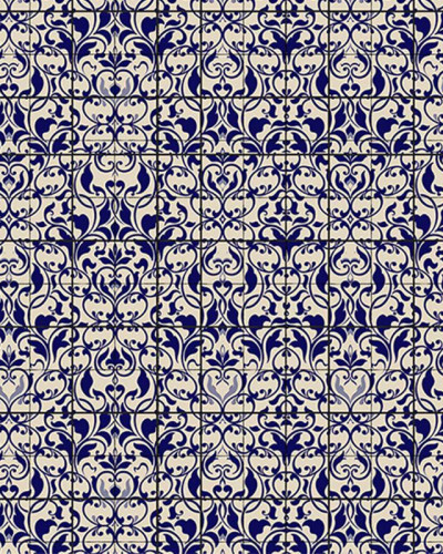 Tapet cu design floral delicat în nuanțe de albastru, perfect pentru a crea un spațiu relaxant și elegant.