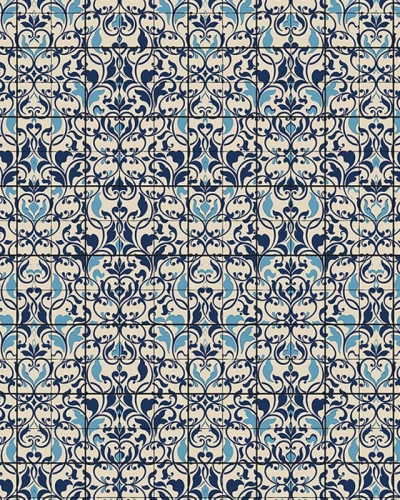 Tapet Royal Blue cu design clasic elegant, inspirat de tradiția decorurilor orientale.
