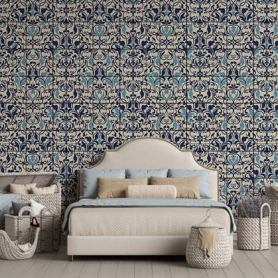 Tapet Royal Blue cu design clasic elegant, inspirat de tradiția decorurilor orientale.