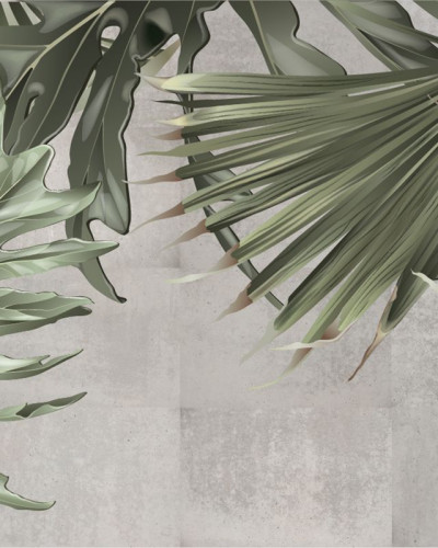 Tapet cu frunze tropicale Green Giants, cu design captivant.