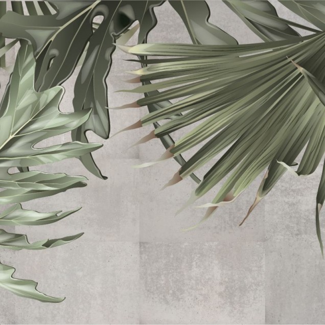 Tapet cu frunze tropicale Green Giants, cu design captivant.