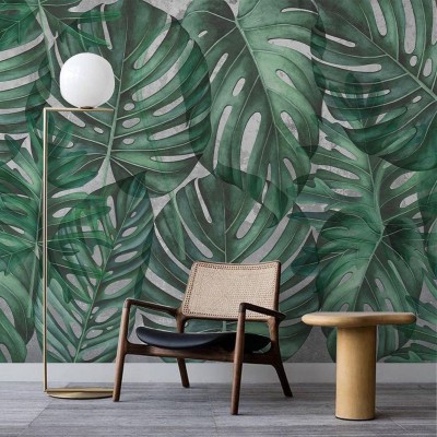 Tapet cu frunze mari de Philodendron in nuante de verde
