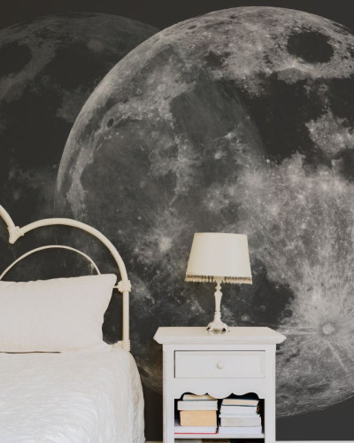 Tapet Celestial Goddess, o tapetă cu luna care arată realist, perfectă pentru dormitor.