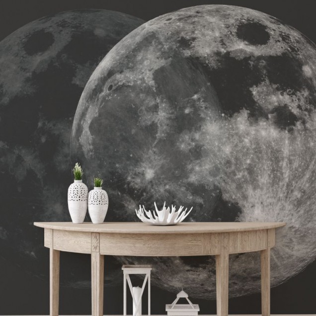 Tapet Celestial Goddess, o tapetă cu luna care arată realist, perfectă pentru dormitor.