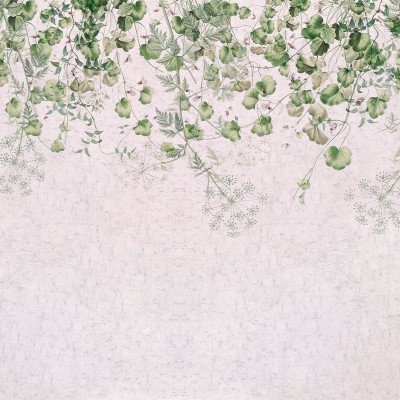 Tapet cu cascada verde și design floral