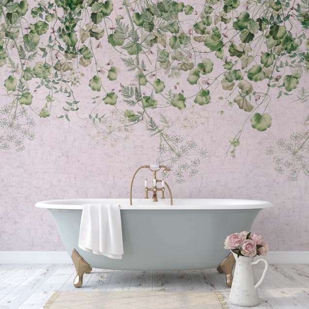 Tapet cu cascada verde și design floral