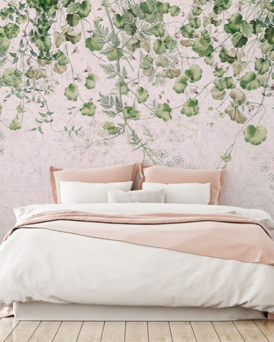 Tapet cu cascada verde și design floral