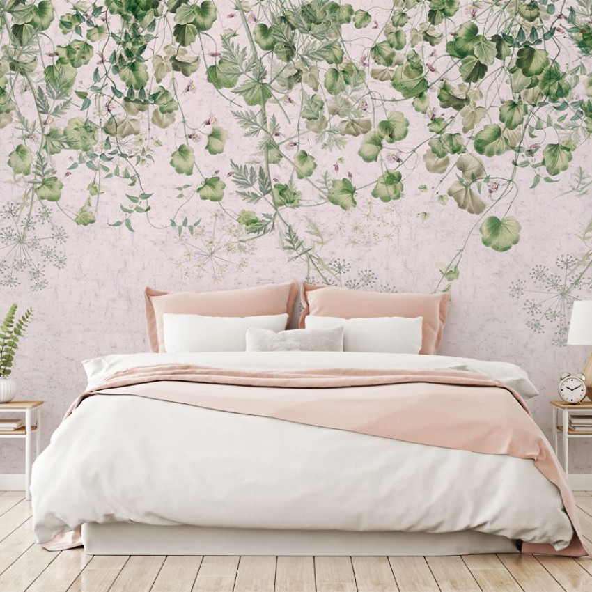 Tapet cu cascada verde și design floral