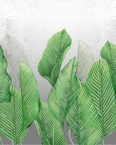 Tapet cu frunze verzi mari, Foliage Dance