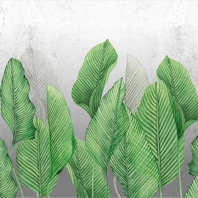 Tapet cu frunze verzi mari, Foliage Dance