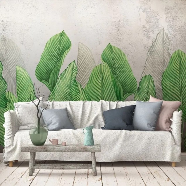 Tapet cu frunze verzi mari, Foliage Dance
