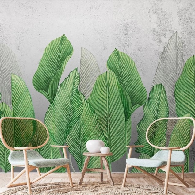 Tapet cu frunze verzi mari, Foliage Dance