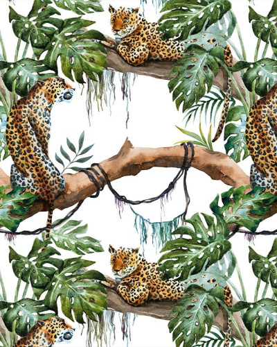 Tapet cu leoparzi în junglă, design exotic