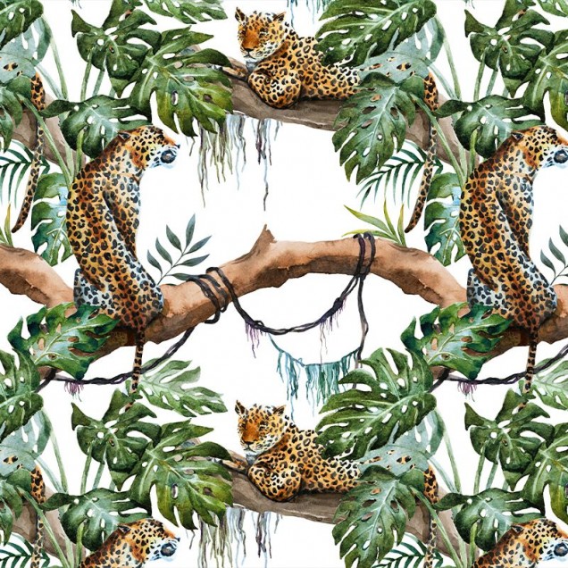 Tapet cu leoparzi în junglă, design exotic