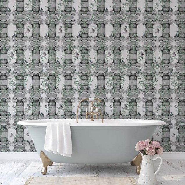 Tapet Timeless Beauty cu coloane antice și viță de vie, perfect pentru un design clasic elegant.
