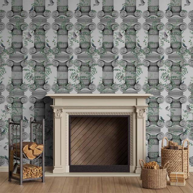 Tapet Timeless Beauty cu coloane antice și viță de vie, perfect pentru un design clasic elegant.