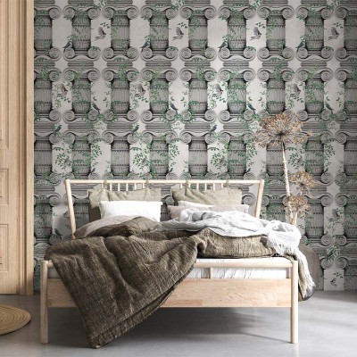 Tapet Timeless Beauty cu coloane antice și viță de vie, perfect pentru un design clasic elegant.