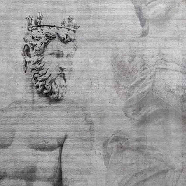 Imagine cu un tapet cu design clasic, ce prezintă bustul unui personaj din mitologia greacă.