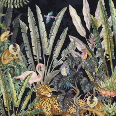 Tapet  Wonderland Jungle in Black, personalizat, VLAdiLA