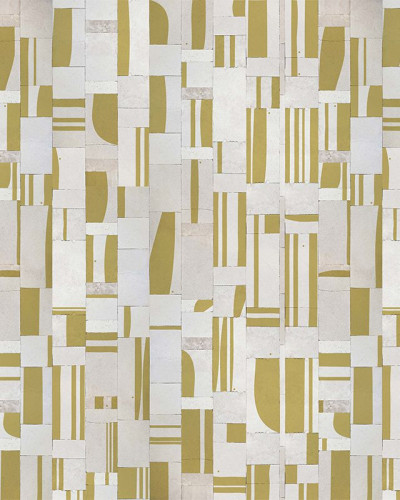 Tapet geometric abstract in nuante de bej si alb