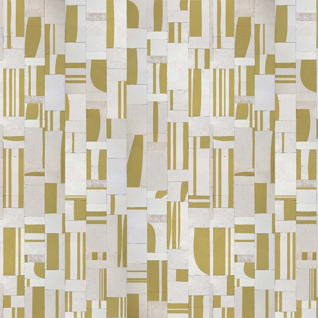 Tapet geometric abstract in nuante de bej si alb