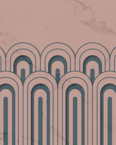 Tapet cu design geometric abstract, cu arcuri suprapuse în culori neutre