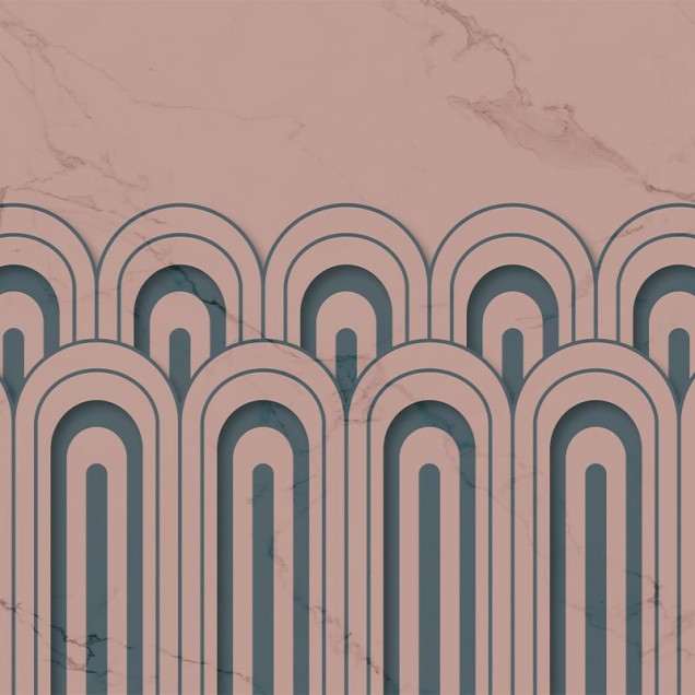 Tapet cu design geometric abstract, cu arcuri suprapuse în culori neutre