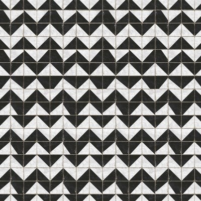 Tapet geometric cu triunghiuri alb-negru, perfect pentru baie