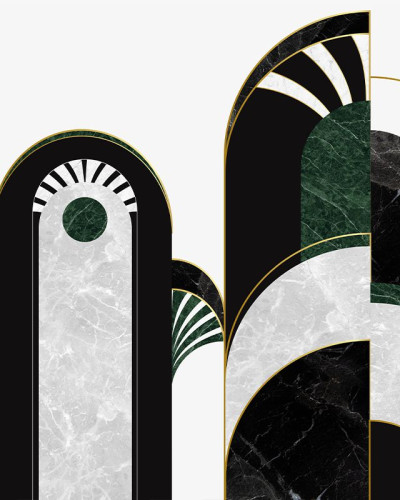 Tapet baie VLAdiLA cu design geometric și accente de marmură verde