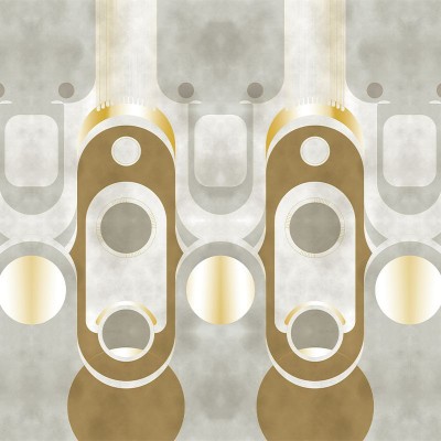Tapet modern cu design geometric auriu, Le Veque Tower Gold, VLAdiLA.