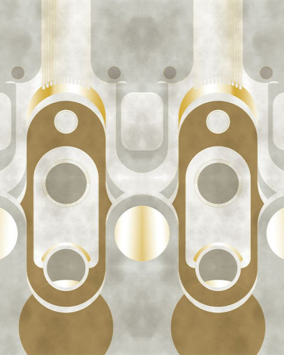Tapet modern cu design geometric auriu, Le Veque Tower Gold, VLAdiLA.
