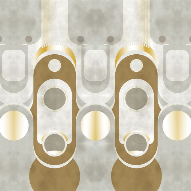 Tapet modern cu design geometric auriu, Le Veque Tower Gold, VLAdiLA.