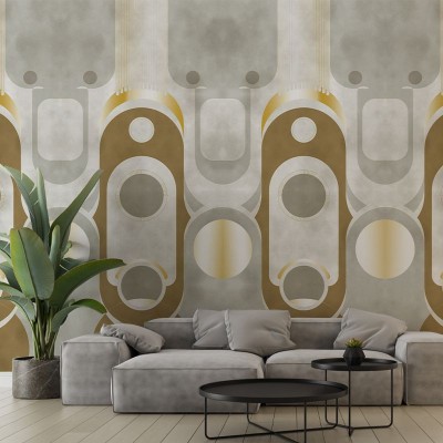 Tapet modern cu design geometric auriu, Le Veque Tower Gold, VLAdiLA.