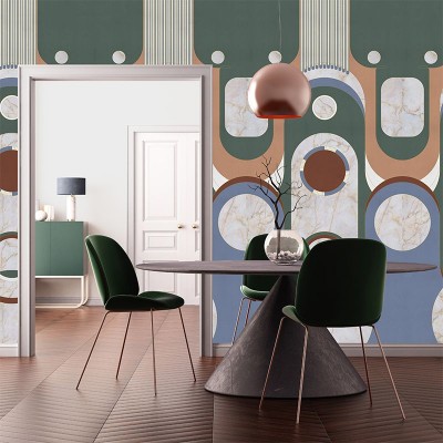 Tapet Le Veque Tower Green cu design abstract modern, perfect pentru a crea o atmosferă elegantă.