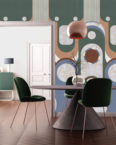 Tapet Le Veque Tower Green cu design abstract modern, perfect pentru a crea o atmosferă elegantă.
