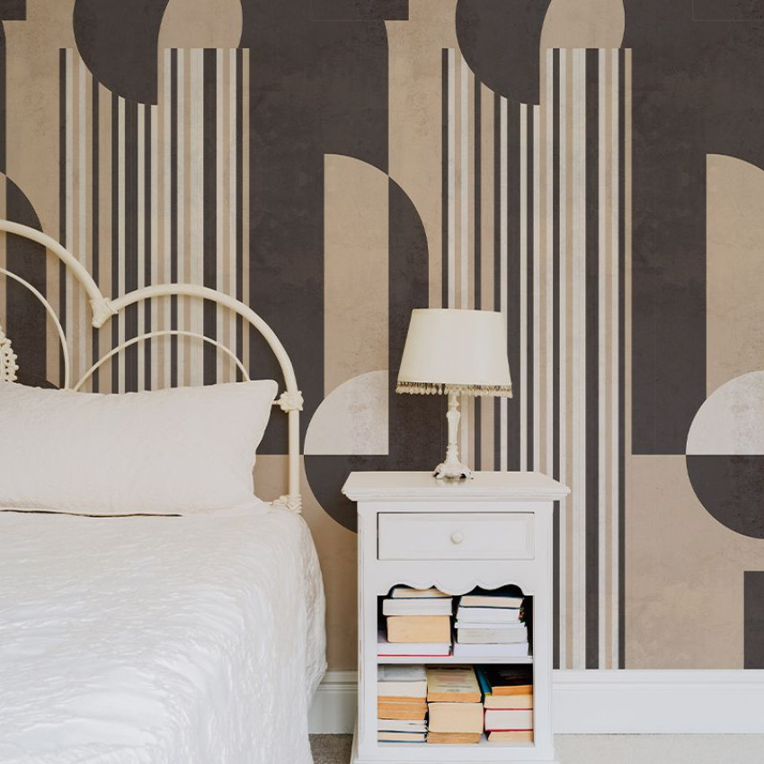 Tapet modern cu model minimalist cu linii verticale și forme geometrice elegante