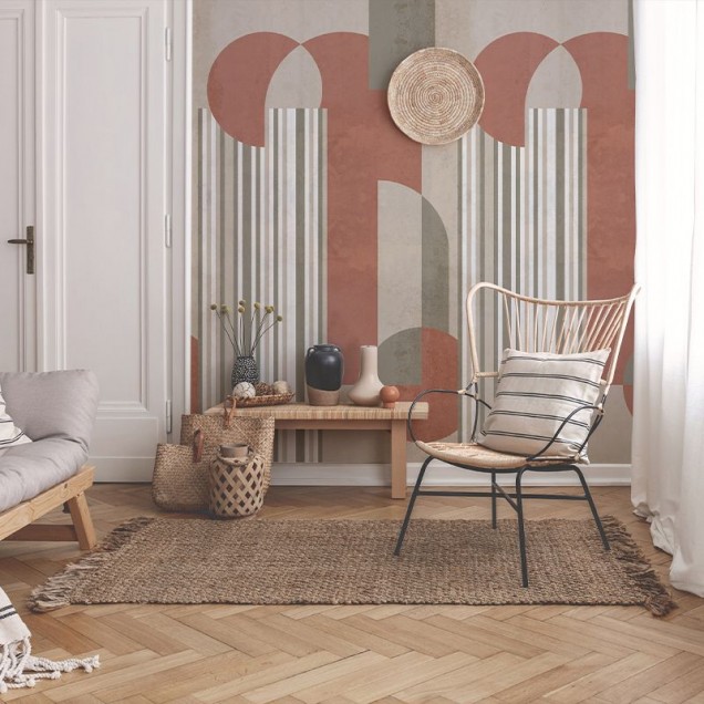 Tapet modern cu model minimalist cu linii verticale și forme geometrice elegante