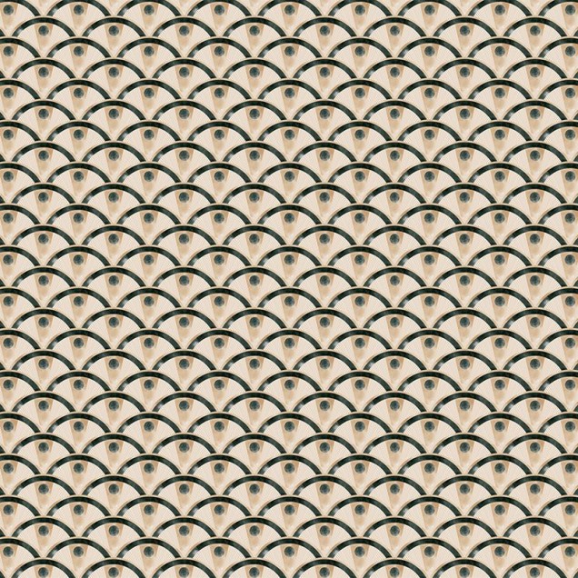 Tapet cu design geometric modern, arcuri intersectate, accente de auriu și verde