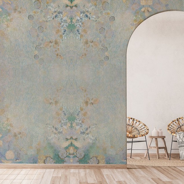 Tapet floral elegant in tonuri pastelate