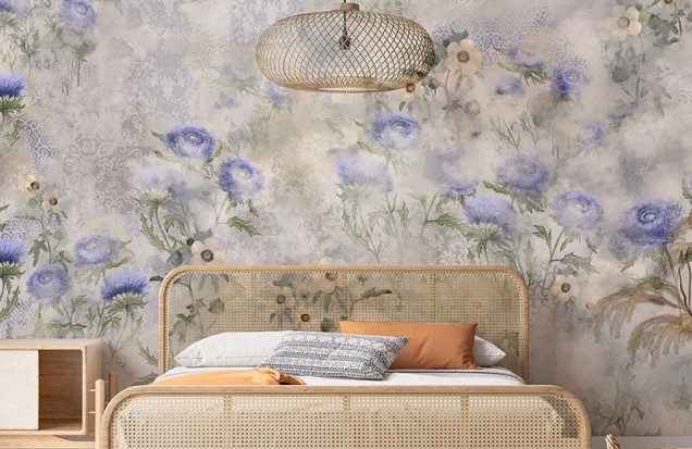 Tapet Indigo carline bouquet  field, VLAdiLA